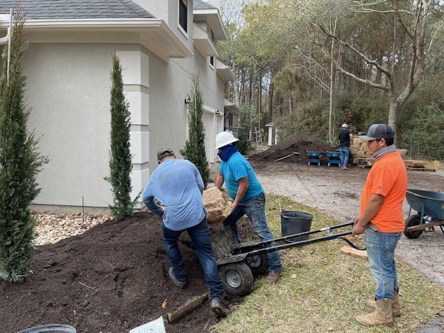 Front-Yard River Rock Planted Beds II in Magnolia, TX