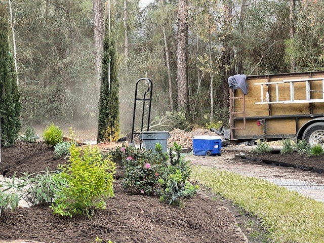 Front-Yard River Rock Planted Beds X in Magnolia, TX